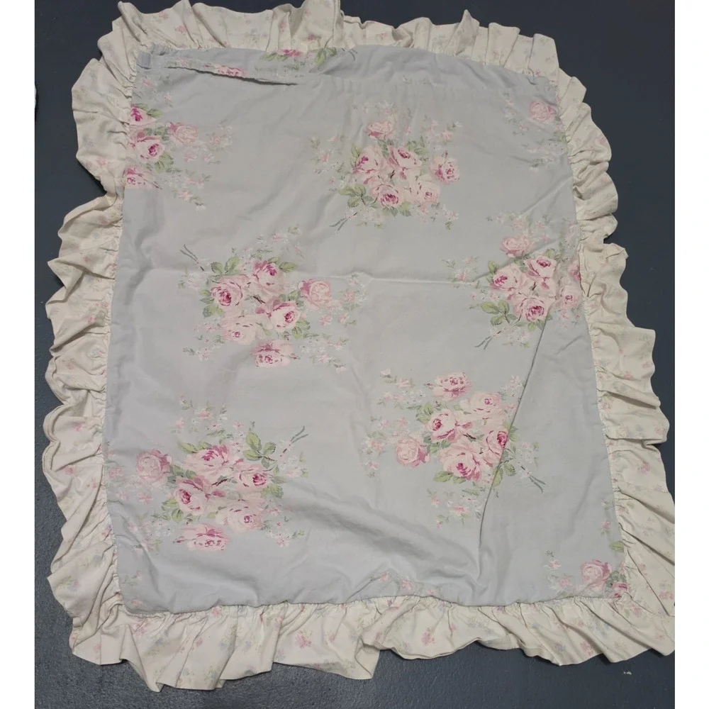 Simply Shabby Chic Floral Pillow Shams Cases Cotton Pink Blue Rose Buds Standard
